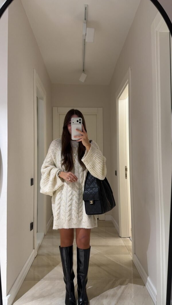Oversized Cable Knit Dress for Women