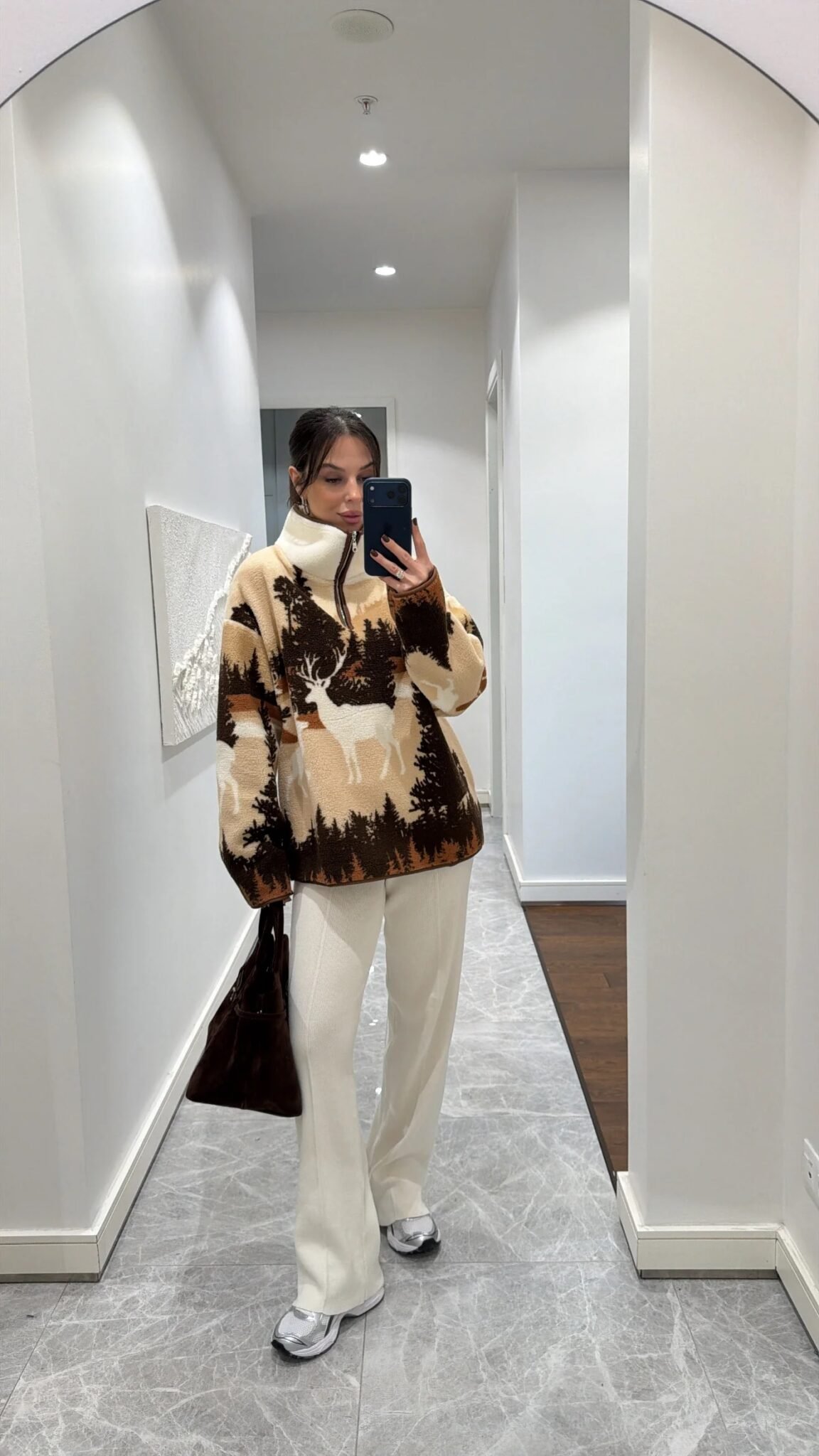 Brown Forest Print Pullover