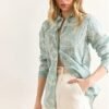 Elegant Green Geometric Detailed Fisto Blouse