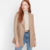 Modern Classic Beige Blazer with Gold Details