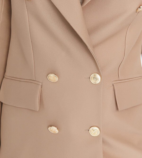 Modern Classic Beige Blazer with Gold Details