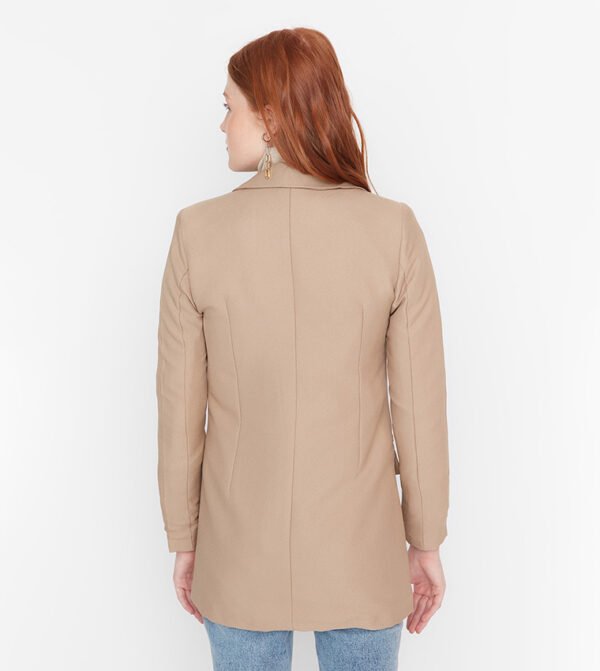 Modern Classic Beige Blazer with Gold Details