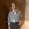 Feminine Lace Detailed Pinstripe Blouse