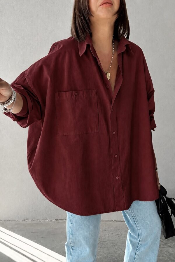 Casual Maroon Button-Up Shirt