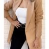 Classic Elegant Beige Longline Blazer Jacket