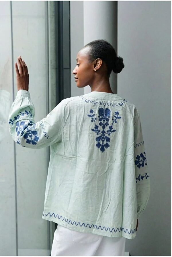 Women's Mint V Neck Authentic Blouse