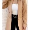Classic Elegant Beige Longline Blazer Jacket