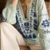 Women's Mint V Neck Authentic Blouse