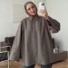 Oversized Brown Shirt with Belt
