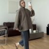 Oversized Brown Shirt with Belt