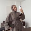 Oversized Brown Shirt with Belt