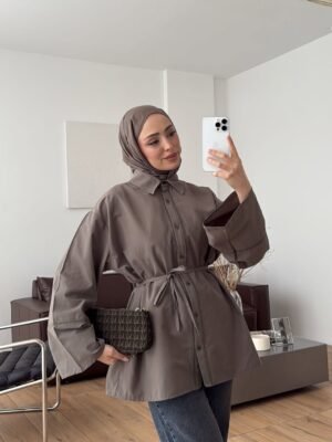 WhatsApp Image 2026-06-03 at 2.05.07 PM(2) Oversized Brown Shirt with Belt