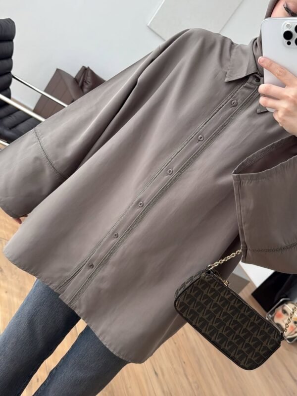 Oversized Brown Shirt with Belt