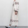 Colorful Ethnic Embroidered Linen Dress