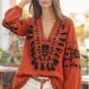 Women's V-Neck Embroidered Blouse