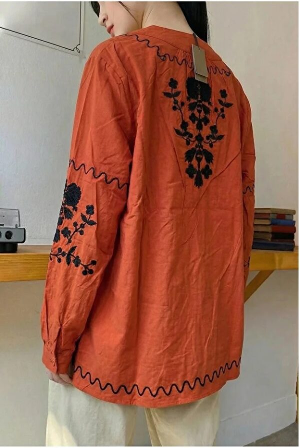 Women's V-Neck Embroidered Blouse