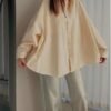 aaa Relaxed Fit Soft Beige Cotton Boyfriend Shirt