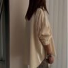 aaaa Relaxed Fit Soft Beige Cotton Boyfriend Shirt