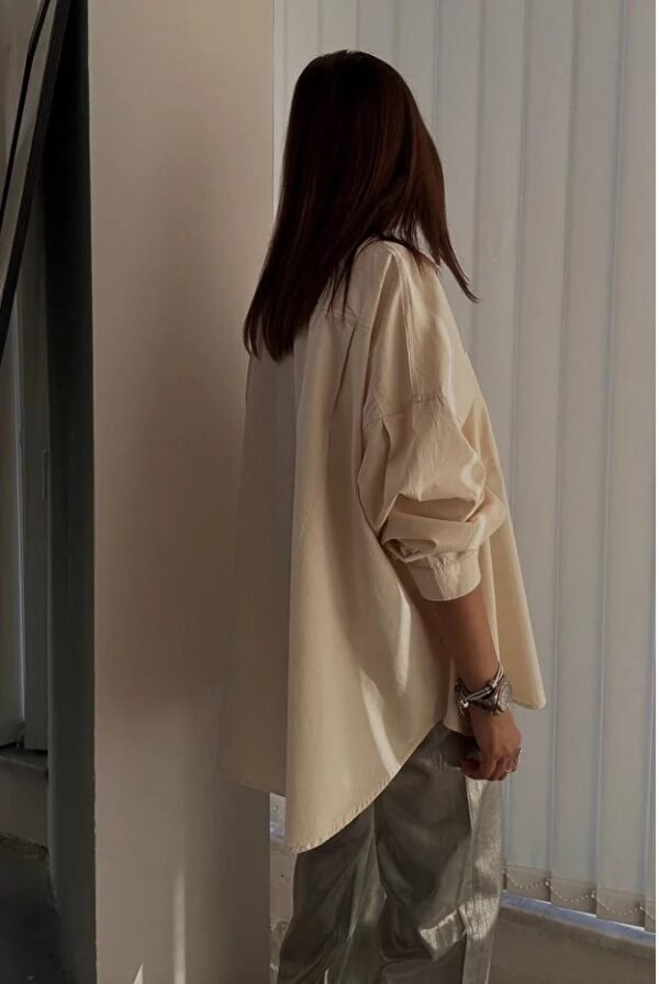 aaaa Relaxed Fit Soft Beige Cotton Boyfriend Shirt