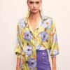 cicek-desenli-oversize-gomlek-olive-c37552 Floral Print Oversized Shirt