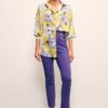 cicek-desenli-oversize-gomlek-olive--c8c7c Floral Print Oversized Shirt