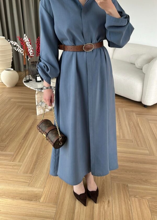 Elegant Belted Collared Maxi Dress