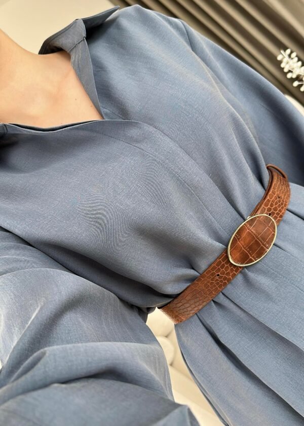 Elegant Belted Collared Maxi Dress