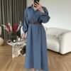 Elegant Belted Collared Maxi Dress