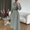 Relaxed Fit Belted Long Dress