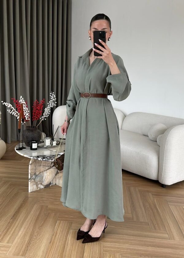 Relaxed Fit Belted Long Dress