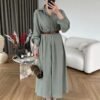 Relaxed Fit Belted Long Dress