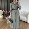 Relaxed Fit Belted Long Dress