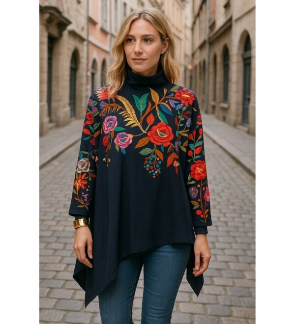 Women’s Floral Embroidered Long Sleeve Blouse