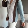 Coffee Color Striped Denim Shirt