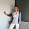 Coffee Color Striped Denim Shirt