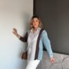Coffee Color Striped Denim Shirt