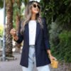 lacivert-yun-efekt-blazer_64fc9f3f43652 Classic Navy Blue Single Button Tailored Blazer