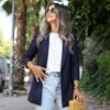 lacivert-yun-efekt-blazer_64fc9f3f46286 Classic Navy Blue Single Button Tailored Blazer