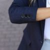 lacivert-yun-efekt-blazer_64fc9f3f4792a Classic Navy Blue Single Button Tailored Blazer