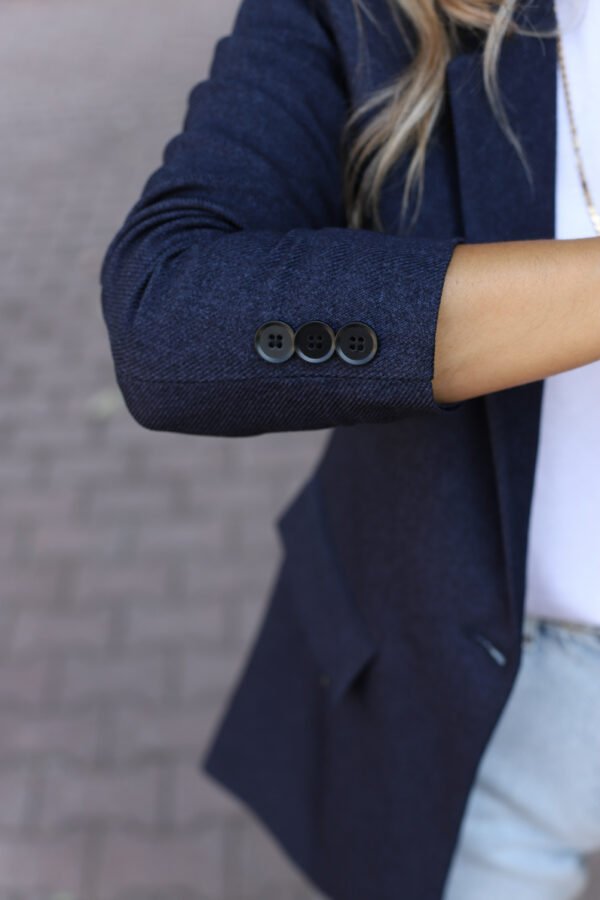 lacivert-yun-efekt-blazer_64fc9f3f4792a Classic Navy Blue Single Button Tailored Blazer