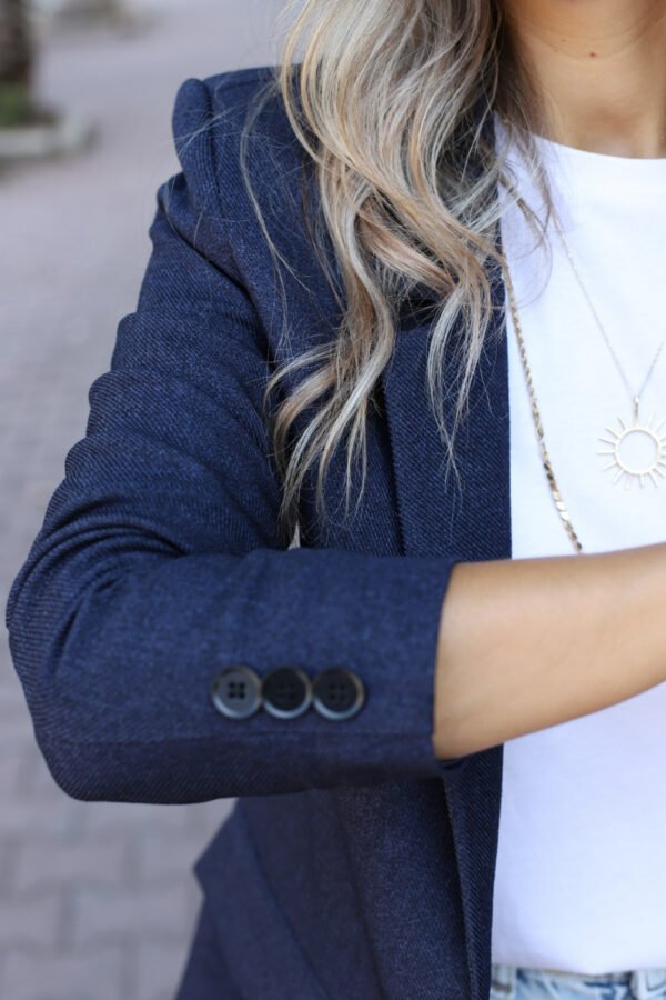 lacivert-yun-efekt-blazer_64fc9f3f4888a Classic Navy Blue Single Button Tailored Blazer