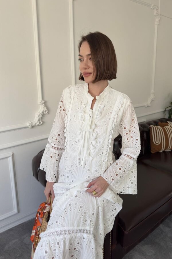 oversize-nakisli-puskullu-elbise-ekru-1a9b-4 Long Sleeve Embroidered Summer Dress in Ecru