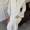 oversize-nakisli-puskullu-elbise-ekru--44ce- Long Sleeve Embroidered Summer Dress in Ecru