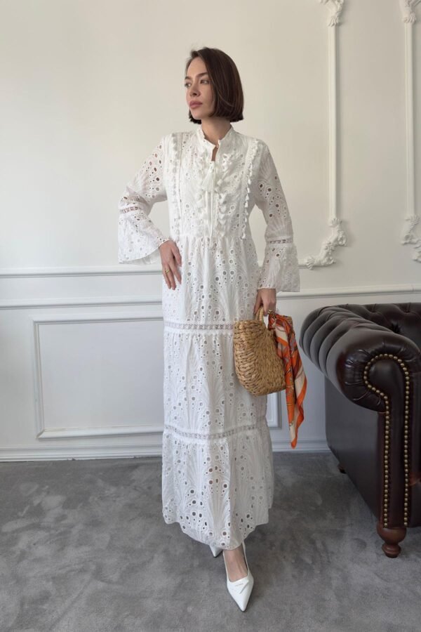 oversize-nakisli-puskullu-elbise-ekru-8-4dbf Long Sleeve Embroidered Summer Dress in Ecru