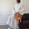 oversize-nakisli-puskullu-elbise-ekru-a1d7-3 Long Sleeve Embroidered Summer Dress in Ecru