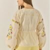 Floral Embroidery V-Neck Blouse with Waist Tie