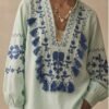 Women's Mint V Neck Authentic Blouse