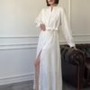 uzun-kol-kusakli-brodeli-elbise-ekru-bd0d9a Elegant Broderie Dress with Belt