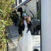 White Eyelet Embroidered Tiered Maxi Skirt