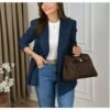 Quiet Luxury Navy Blue Wool-Look Blazer